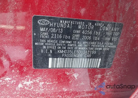 2013 Hyundai Elantra Gt z USA, uszkodzony, nr VIN KMHD35LE5DU112199